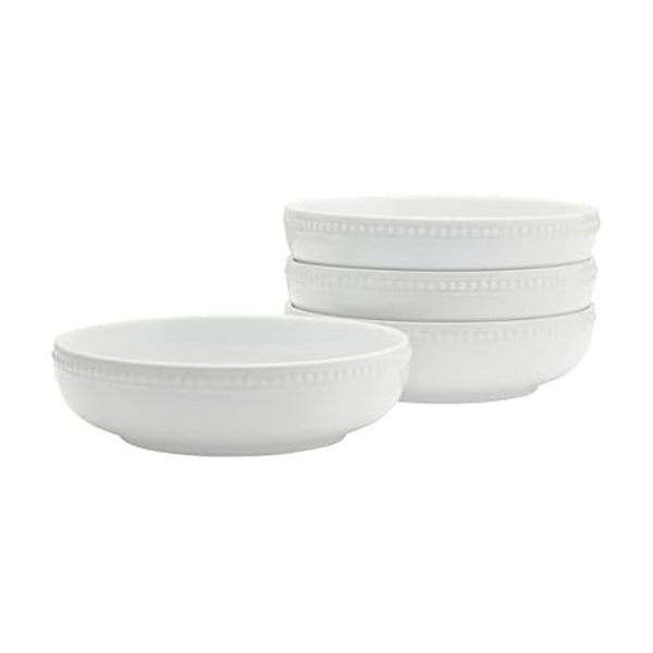 White Beaded Pasta Bowls (Set of 4)