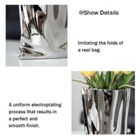 Silver Crinkle Ceramic Vase