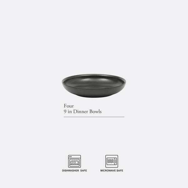 Black Glaze Pasta Bowls (Set of 4)