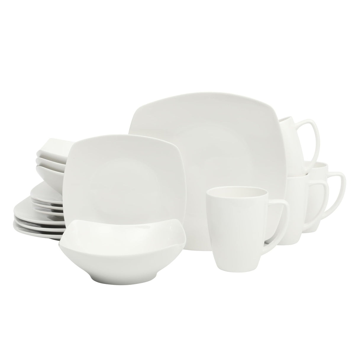 Square White Dinnerware Set (Set of 16)
