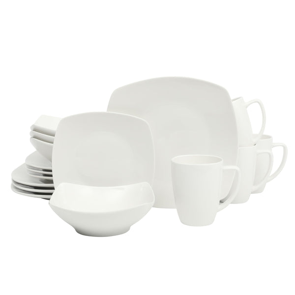 Square White Dinnerware Set (Set of 16)