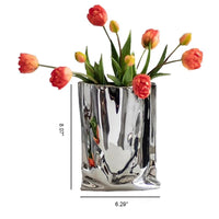 Silver Crinkle Ceramic Vase