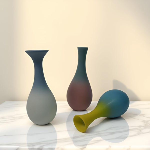 Multicolor Ceramic Bud Vases (Set of 3)