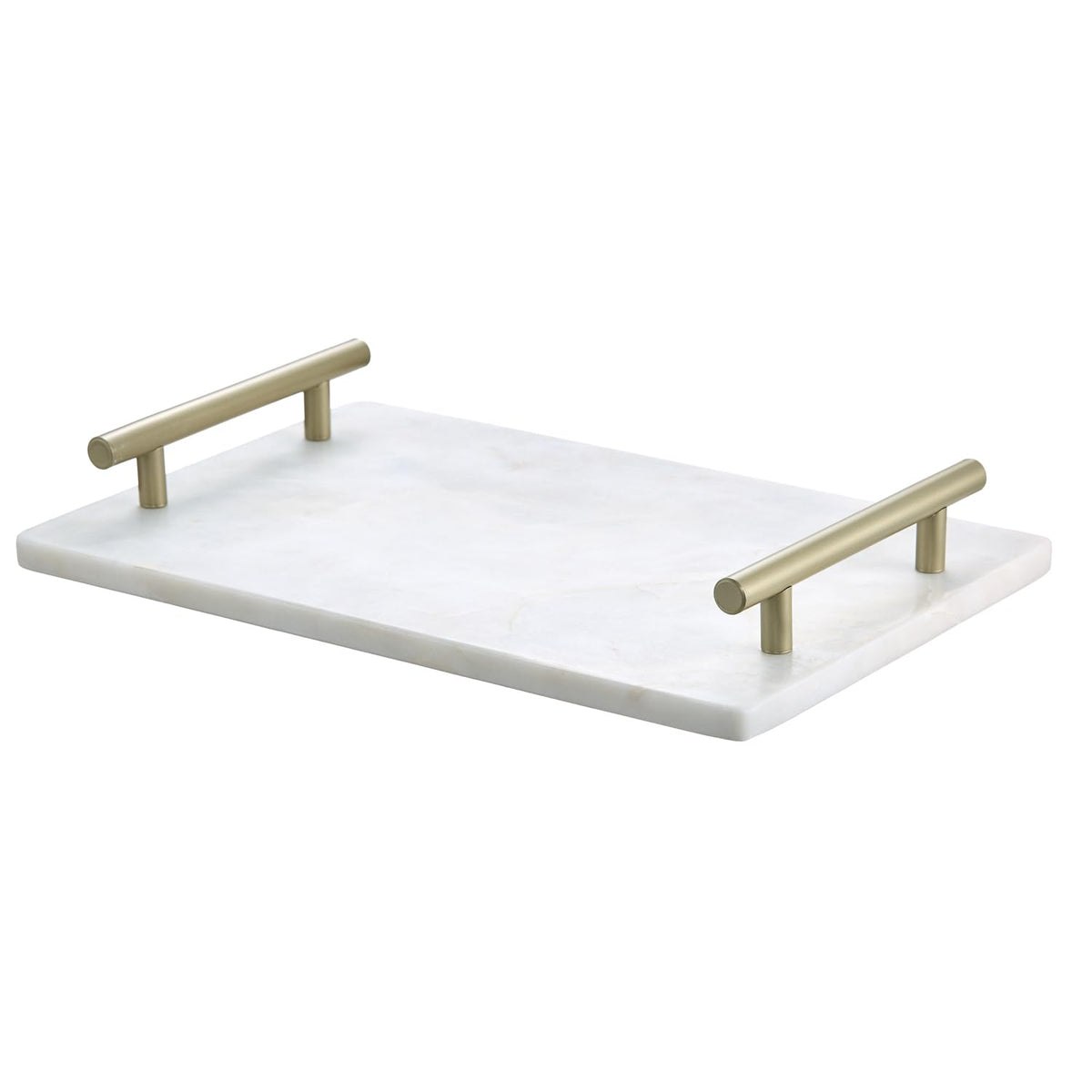 White Marble Tray With Gold Handles