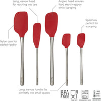 Red Silicone Spatulas (Set of 5)