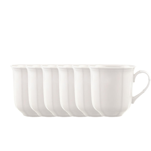 Creamy White Porcelain Mugs (Set of 6)