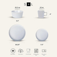 White Glossy Stoneware Set (Set of 16)