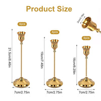Gold Taper Candle Holders (Set of 12)