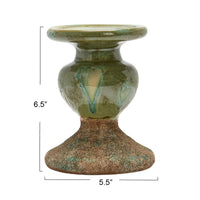 Green Terracotta Pillar Candle Holder