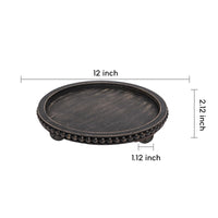 Black Beaded Round Tray