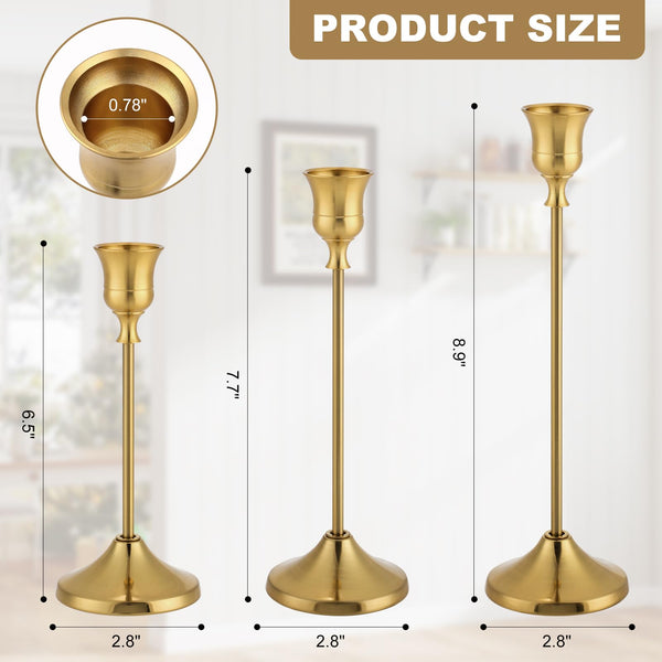 Brass Taper Candlestick Holders (Set of 12)