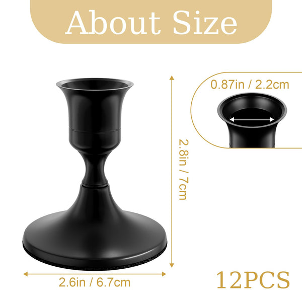 Black Taper Candle Holders (Set of 12)