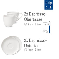 White Porcelain Espresso Cups (Set of 2)