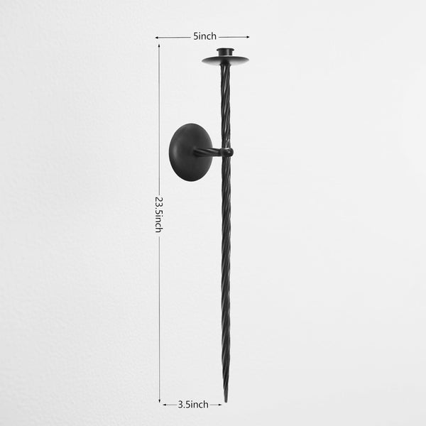 Black Twisted Wall Candle Sconces (Set of 2)
