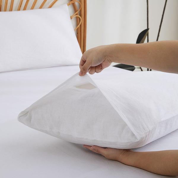 White Linen Pillowcases (Set of 2)