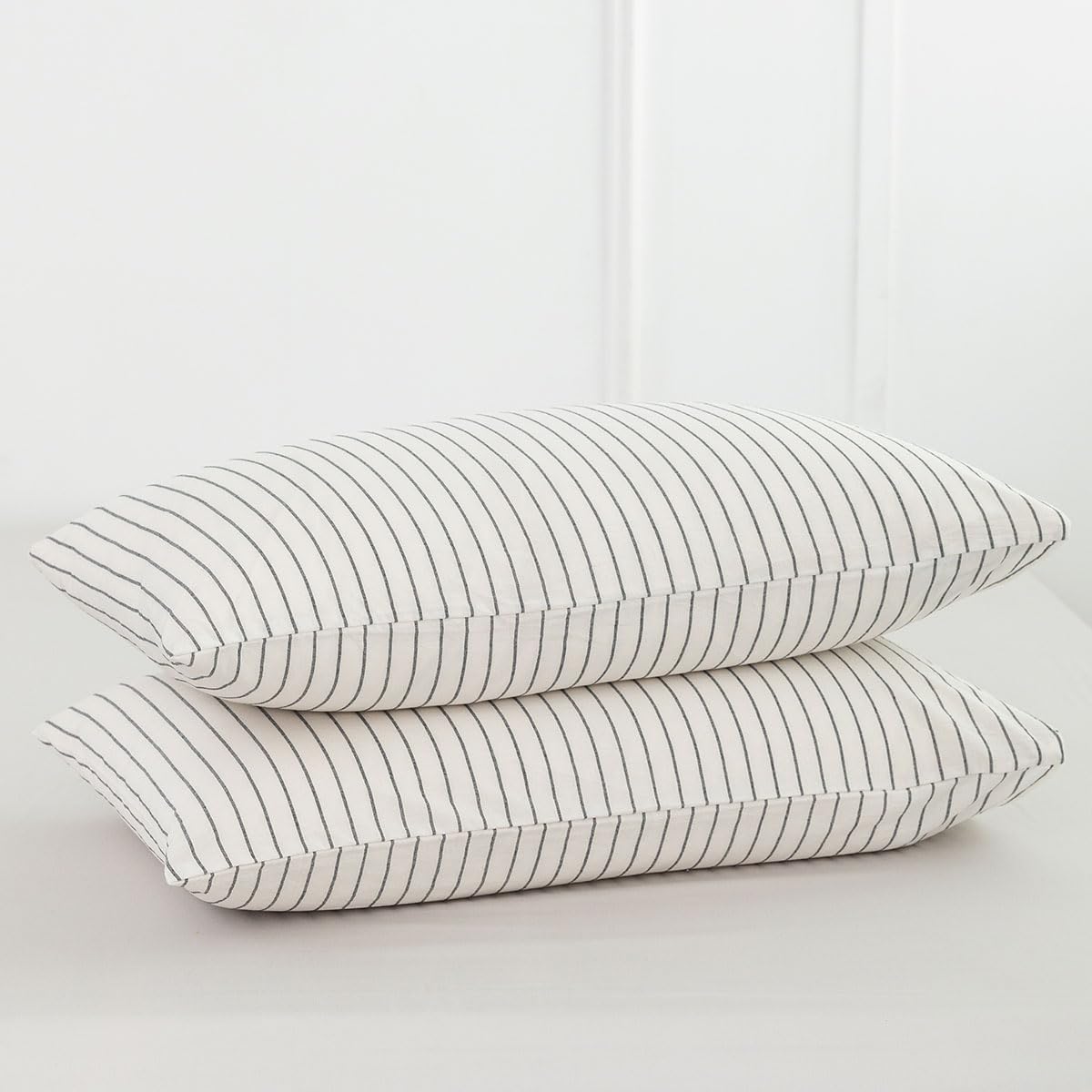 Striped Cotton Pillowcases (Set of 2)