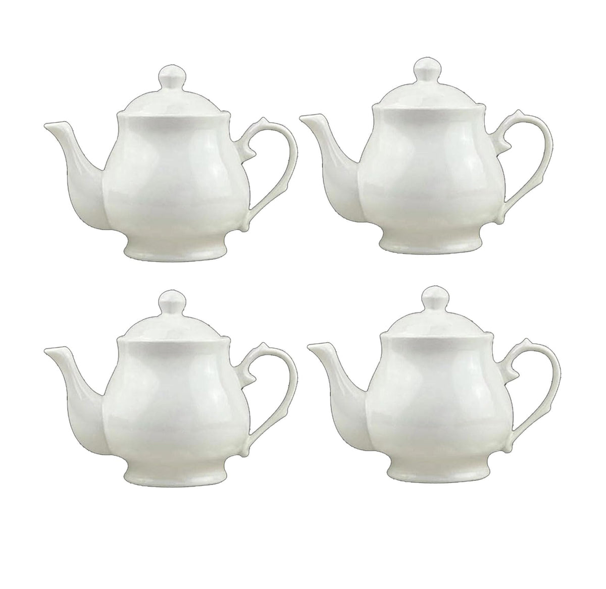 White Porcelain Teapot (Set of 4)