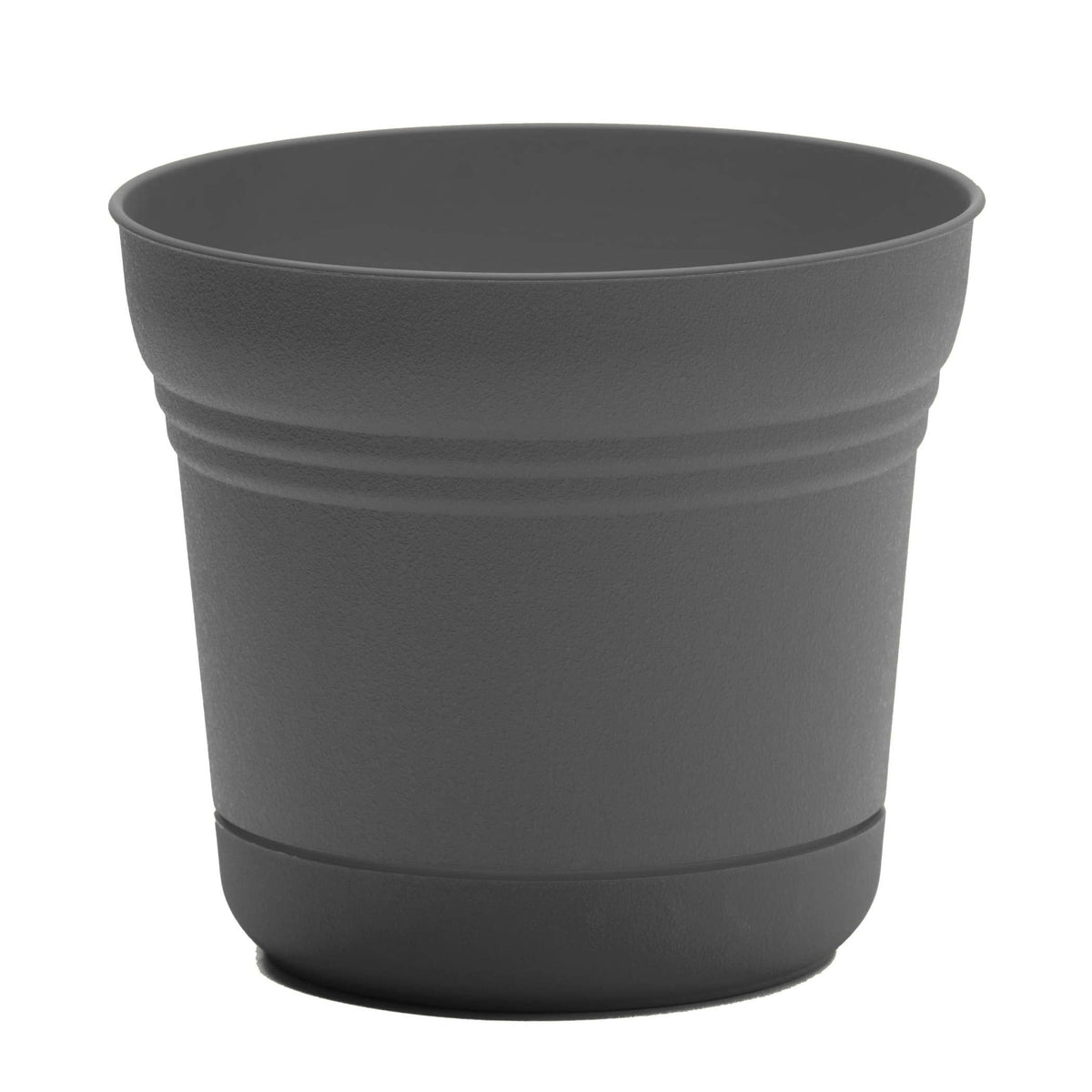 Charcoal Round Planter with Saucer
