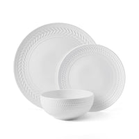 White Basket Weave Dinnerware (Set of 24)