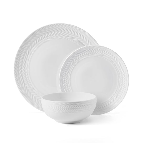 White Basket Weave Dinnerware (Set of 24)