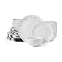 White Basket Weave Dinnerware (Set of 24)