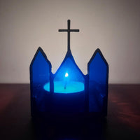 Stained Glass Church Candle Holder