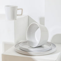 White Glossy Stoneware Set (Set of 16)