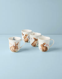 Butterfly Meadow Bunny Mugs (Set of 4)
