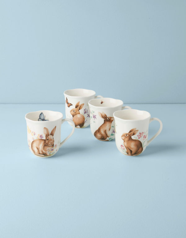 Butterfly Meadow Bunny Mugs (Set of 4)