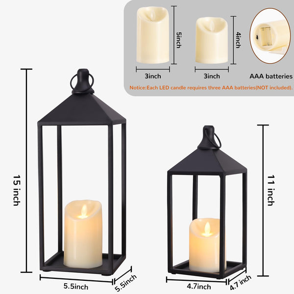 Black Metal Lantern (Set of 2)