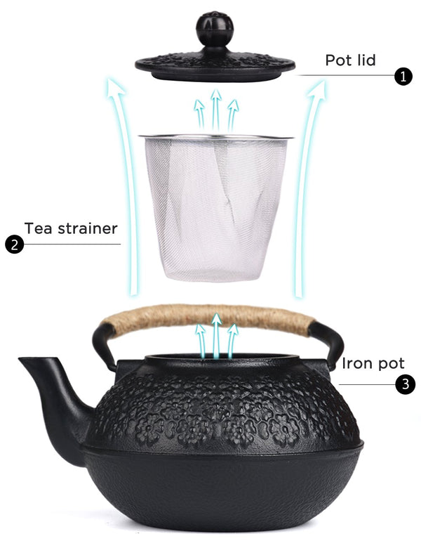 Black Cast Iron Teapot