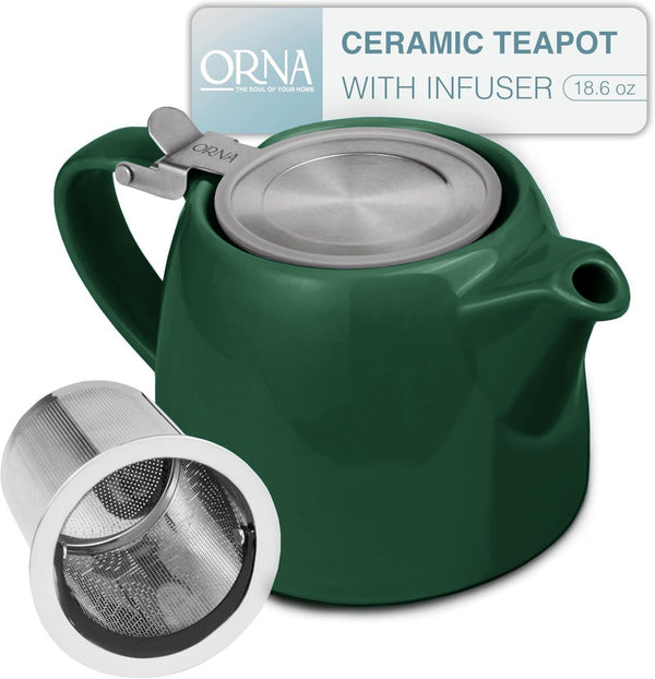 Forest Green Porcelain Teapot