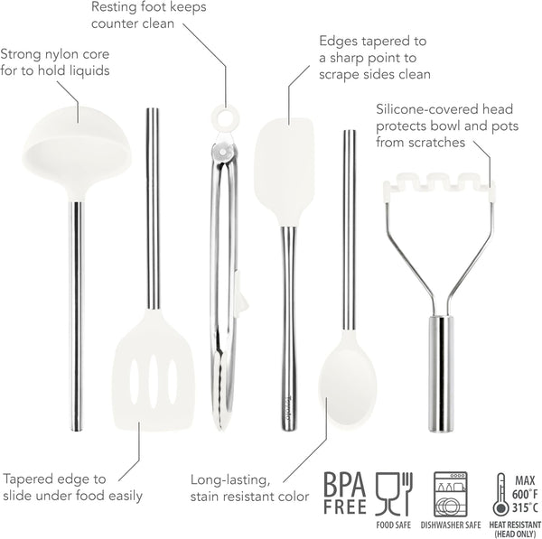 White Silicone Utensils (Set of 6)