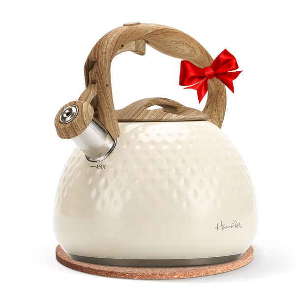 Beige Whistling Tea Kettle