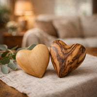 Olive Wood Carved Hearts (Set of 2)