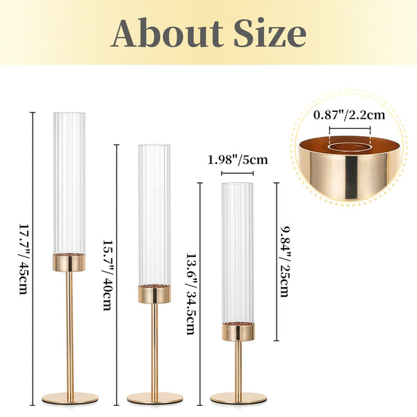 Gold Taper Candlestick Holders (Set of 12)