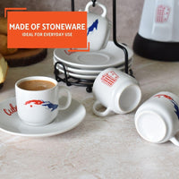 White Espresso Cups With Rack (Set of 8)