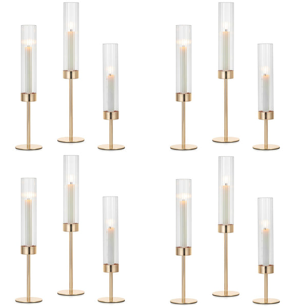 Gold Taper Candlestick Holders (Set of 12)