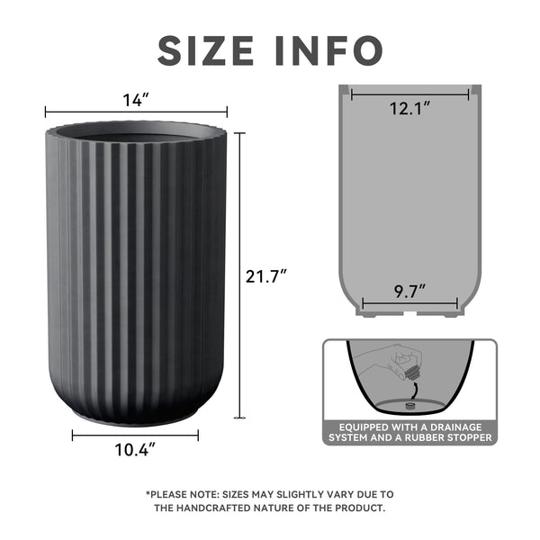 Black Column Concrete Planter
