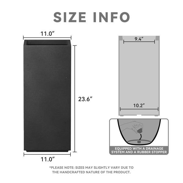 Black Square Column Planter