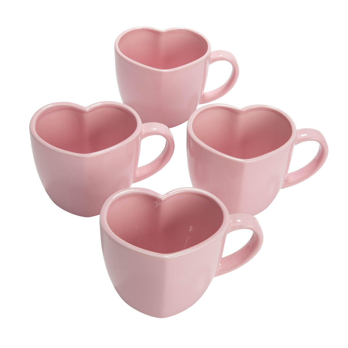 Pink Heart-Shaped Mugs (Set of 4)