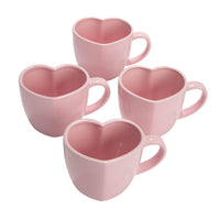 Pink Heart-Shaped Mugs (Set of 4)