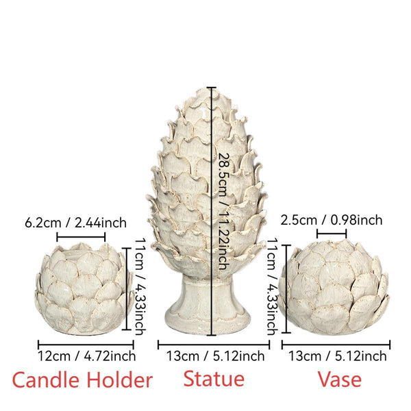 White Ceramic Artichoke Decor (Set of 3)