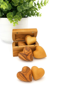 Olive Wood Carved Hearts (Set of 2)