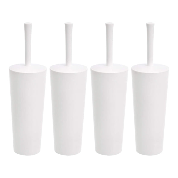 White Toilet Brush & Holder (Set of 4)
