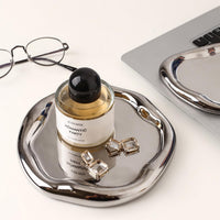 Silver Ceramic Vanity Tray
