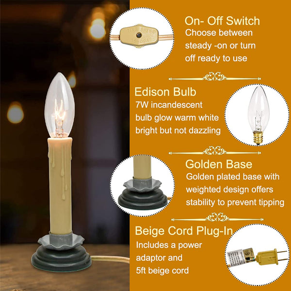 Ivory Electric Window Candles (Set of 4)