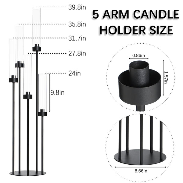 Matte Black 5-Arm Candelabra