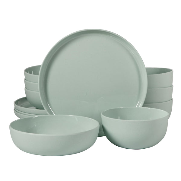 Green Melamine Dinnerware (Set of 12)