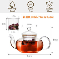 Clear Glass Infuser Tea Pot